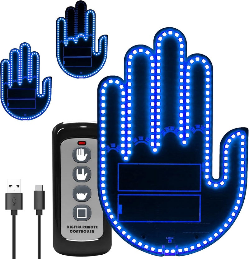 ISUNMEA أضواء سيارة LED بإيماءات مع جهاز تحكم عن بعد ومظهر ثلاثي الأبعاد للسيارة، أضواء سيارة زخرفية قابلة لإعادة الشحن (زرقاء) - Image 1